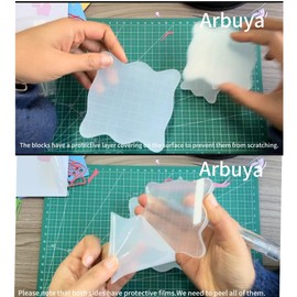 4 Pieces/Set Stamp Blocks with Grid and Grip, Acrylic Clear Stamping Blocks Set for Scrapbooking Crafts Card Making, Assorted Sizes