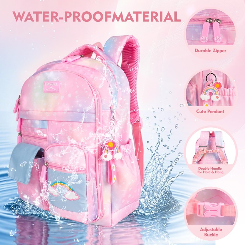 QJHEC Kawaii Rainbow Backpack for Girls – Cute Starry School