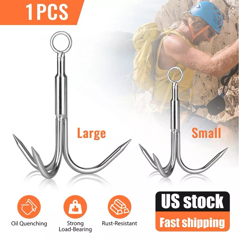 Unbranded Grappling Hook 3Claw Climbing Hook Stainless Steel Grapnel Hook