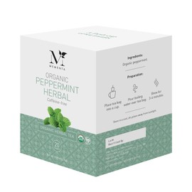 Mementa Inc Organic Herbal Peppermint Tea Bags - Caffeine Free Herbal Tea, 20-Count (Pack of 6) - Refreshing and Soothing Mint Flavor, USDA Certified Organic, Perfect for Relaxation