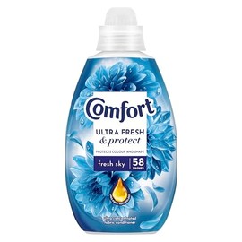 Comfort Ultra Fresh Fabric Conditioner Fresh Sky, 58 Washes (870 ml) – Infused with Essential Oils, Long-Lasting Fragrance