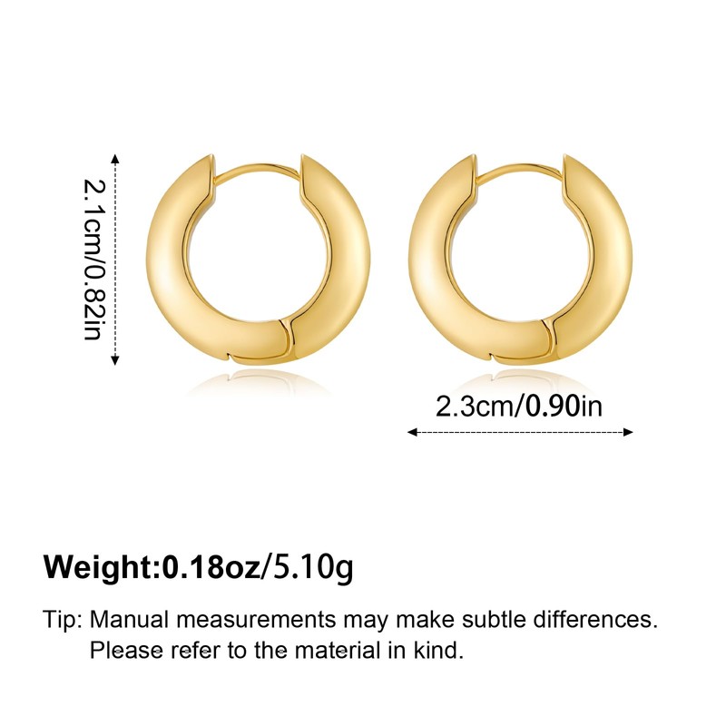 18K Gold Plated Chunky Huggie Earrings Sleep Safety Small Hoop