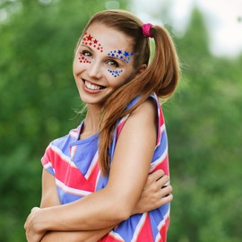 Independence Day Face Gems,4th July Fece jewelry Red Blue Star Tattoo Sticker rhinestones for Women Kids Parade Makeup Party Decoration 2 pcs