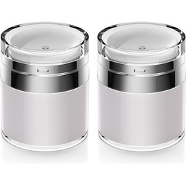 NINU Airless Pump Jars, 1.7 oz Pump Dispenser, Acrylic Lotion Dispenser for Thick Moisturizer, Skincare Cream, Travel Lotion Container (2 Pack)