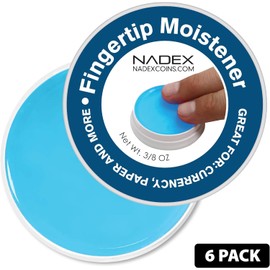 Nadex 6 Pack Fingertip Moistener Pads, Blue - Non-Slip Counting Cash Bills Separating Documents - Finger Moisturizer Non-Toxic Greaseless Odorless Pad for Office/Home