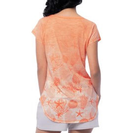 Guy Harvey Women's Poly/Rayon Slub Tee, Shell Coral/Seashell,Large