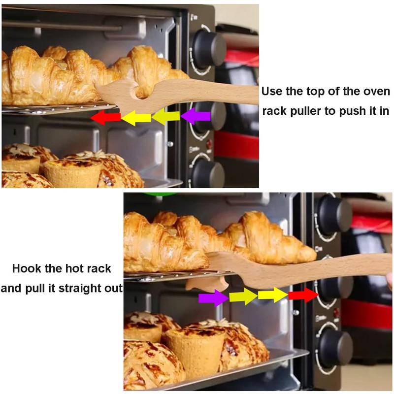 Wooden Oven Rack Puller,Shelf Puller,Long Handle Oven Puller Pusher Stick
