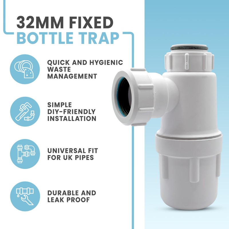 CranPlas | 32mm Sink Trap | Effortless Installation | Universal