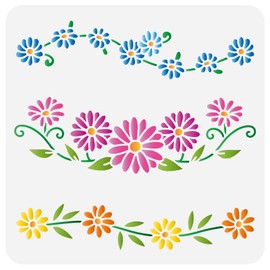 FINGERINSPIRE Daisy Chain Stencils 30x30cm Reusable Daisy Drawing Stencil DIY Craft Blooming Daisy Flower Painting Template Plant Stencil for Painting on Wall Wood Fabric Furniture