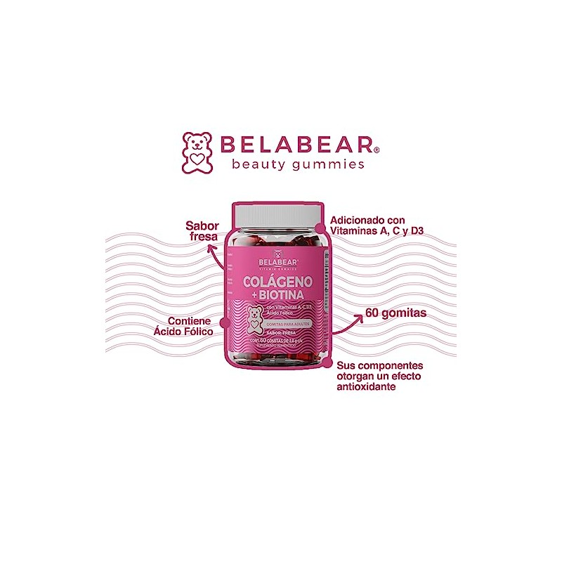 BELABEAR - Colágeno + Biotina 60 Gomitas by Belabear