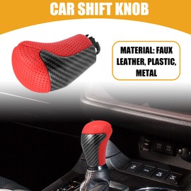 Partuto Gear Shift Knob - Car Inner Gear Shifter Knob - for Toyota Tacoma 2016-2022 Faux Leather Plastic Red - 1 Pc