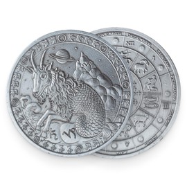 Artisan Owl Constellation Challenge Coin - Zodiac Sign Collectible Silver Plated Commemorative Coins - Souvenir and Collection Gift (40x3mm, Capricorn)