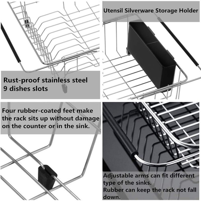 SANNO Dish Drying Rack, Large Dish Rack Adjustable Deep Dish