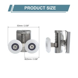 uxcell 25mm Shower Door Rollers, Sliding Shower Doors Wheels 304 Stainless Steel Bottom Wheels with Anti-Collision Block & Screws for Glass Doors 6mm Silver