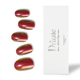 Drizzle Semi Cured Gel Nail Strips, Real Nail Polish Art Stickers (UV/LED Light Required), Glossy,Glitter,Solid Color, Full Nail Wraps Long Lasting Waterproof, Nail Strips Decal for Women (Ruby Glaze)