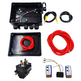 SPJIUQI 12V 500A Winch Solenoid Relay Controller Contactor 12000LB Max w/Pre-Wired Box Wireless Winch Remote Control Set Twin Switch Handset for ATV UTV SUV Jeep 4x4 Vehicles 12V Trailer
