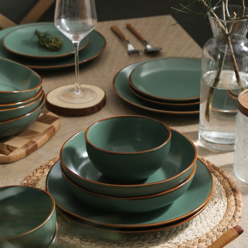 Stone Lain Brasa Modern Stoneware 32 Piece Dinnerware Sets, Plates