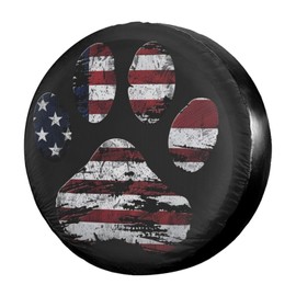 Delerain Spare Tire Cover American Flag Dog Paw Wheel Covers Waterproof Dust-Proof UV Sun Universal Fit for Trailer RV SUV Truck and Many Vehicle (17 Inch for Diameter 31"-33")
