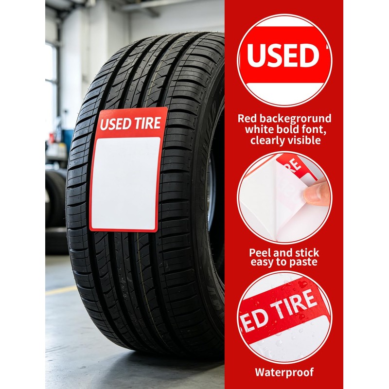 500Pcs Waterproof AdhesiveUsed Tire Stickers Labels