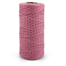 Netuno 1 x Macrame Yarn, Pastel Pink, 3 mm, 100 m, Simply Twisted Cotton Cord, Natural Cord, Colourful Cotton Craft Cord for Macrame Yarn, Cord, Coloured Twisted Macrame Cord Cotton