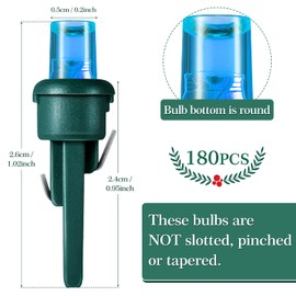 Honoson 180 Count 5 mm LED Christmas Replacement Bulbs Bulk Wide Angle Christmas Light Bulb Xmas Tree String Light Replacement Bulb Festival Light Decoration (Green Base with Multicolor Bulb)