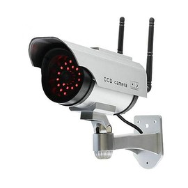 BW Fake Solar Power Dummy Camera Outdoor Simulation Indoor Bullet LED Light Monitor Security Waterproof Fake CCTV Surveillance - Silver