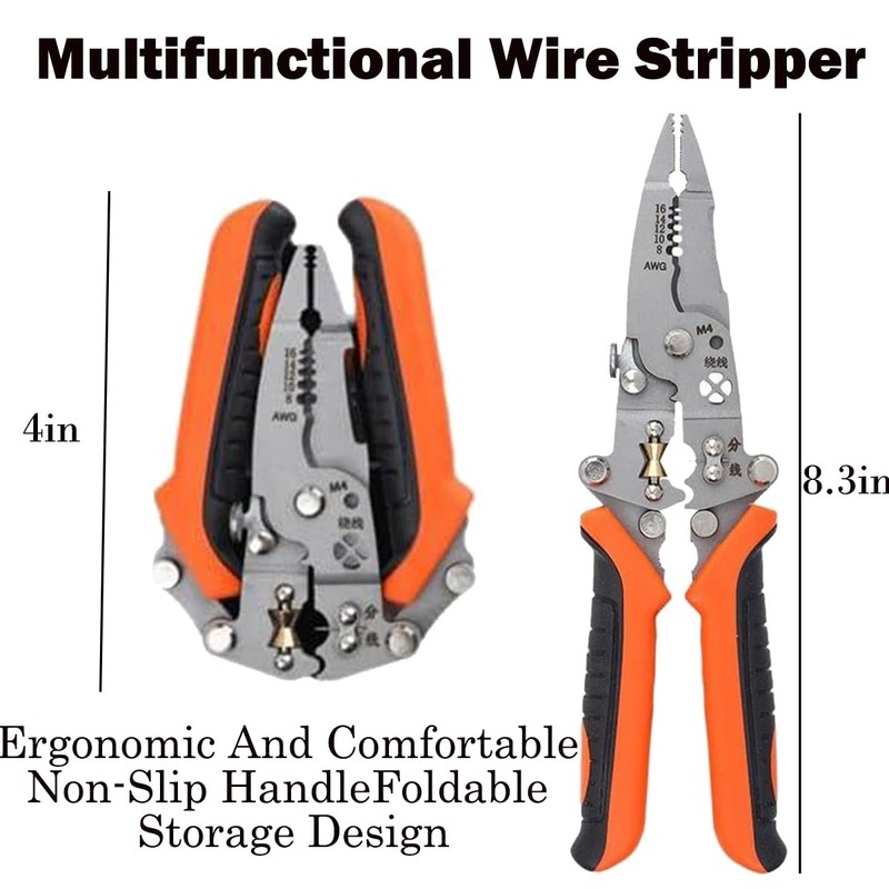 12in1 Multifunctional Wire Stripper,Foldable Wire Stripper Twister,Professional Electrician's Pliers, Cable