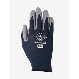 LeMieux Unisex Flexible Work Gloves in Navy with Coated Fingers and Palm - Puncture & Abrasion Resistant - Comfortable Fit Hand Cover - Large