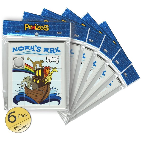 Set of 6 - Quality Noah's Ark Slide Puzzles Large Size - Sunday School Prizes - Religious Prizes - Wholesale Bulk Pack