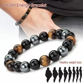 Unbranded Energy Healing Natural Stone Stretch Bracelets Hematite Tiger eye Black obsidian