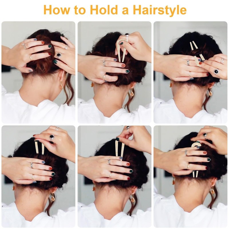 EEEKit Haarnadeln, 3er-Pack U-förmige Französische Haargabel Für Damen Hochsteckfrisur Chignon