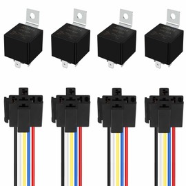 JD1914 Car Relay Harness 12V 40A 5Pin SPST JD1914 12V 40A 12AWG 5 Pin SPDT Harness Sockets with Color-Labeled Wires for Automotive Truck Van Motorcycle Boat (12V-5Pin, 4Set)