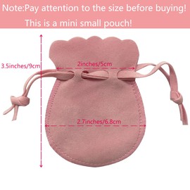 wanerxin 10pcs Mini Small Velvet Drawstring Pouches Gift Bags for Jewelry,Ring,Earrings,Earphone,Wedding Favors, Party Favors,2.7" X 3.7"(pink)