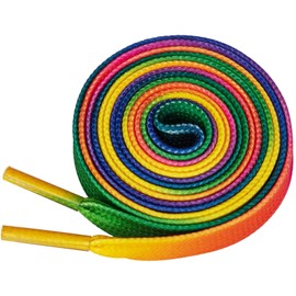 Booyckiy Flat Colorful Shoelaces, 5/16" Rainbow Shoe Laces for Sneakers Rainbow 47inch (120cm)