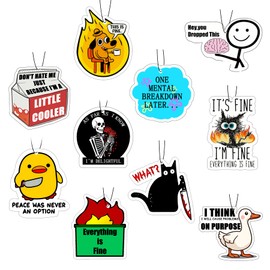 10Pcs Funny Car Air Freshener Hanging Decor Cute Accessories for Auto Interior, Funny Mirror Decor Hanging Cars Freshener Interior Gift for Men Women