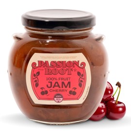 Passion Root Premium Cherry Jam, All Natural Cherry Preserves with Real Fruit - No Preservatives, Non GMO, Gluten Free, Kosher Certified - Charcuterie Board Jams and Spreads, 11.2 Ounces