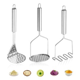 Potato Masher, 3PCS Stainless Steel Potato Masher, Potato Ricer Masher, Potato Masher Stainless Steel, Potato Smasher Hand Held for Fruits Vegetables Food Masher 24 x 10 cm