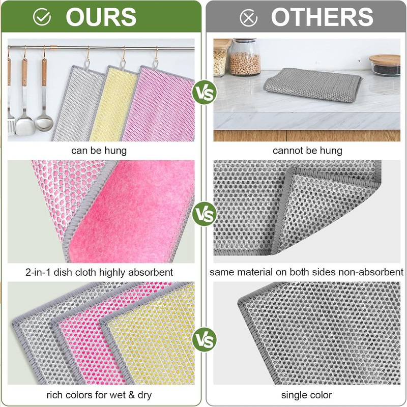 ZIRLZIM New Upgrade Multipurpose Non Scratch Wire Dishcloth, Soft Wire