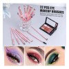 Set 28 Brochas De Maquillaje Profesional Con Estuche Brocha Color