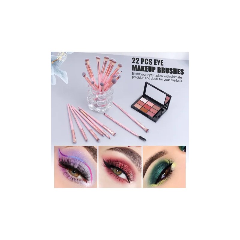 Set 28 Brochas De Maquillaje Profesional Con Estuche Brocha Color