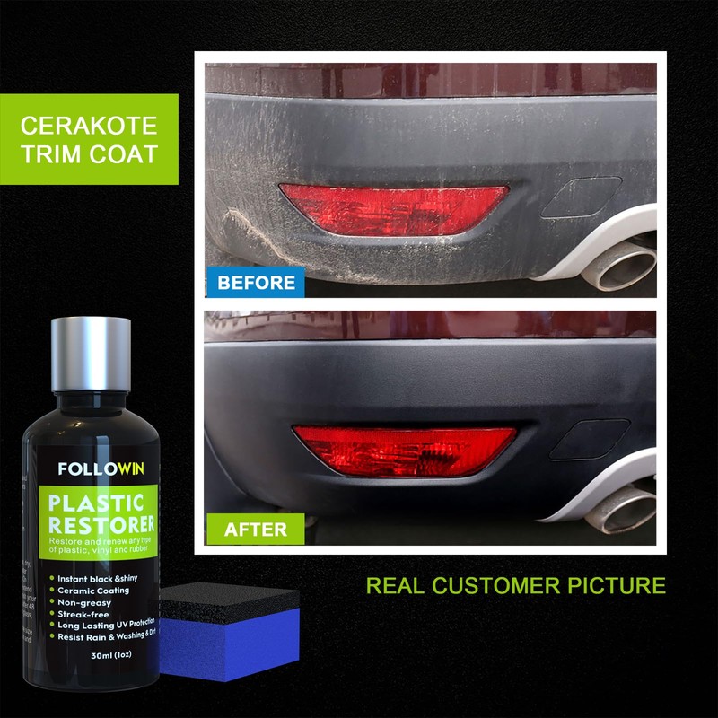 FOLLOWIN Ceramic Trim Coat Kit Quick Plastic Trim Restorer Restorer