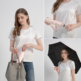 BAODINI Small UV Protection Travel Automatic Umbrella Compact for Rain and Sun UPF 50+ Windproof Portable 42 inch Umbrella for Women and Men