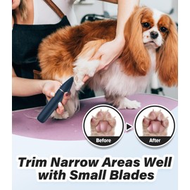 Casfuy Cordless Hair Trimmer, Low Noise Grooming Clipper for Dogs Cats & Small Pets, USB Rechargeable, Double Blades for Trimming Hair Around Paws, Eyes, Ears, Face, Rump