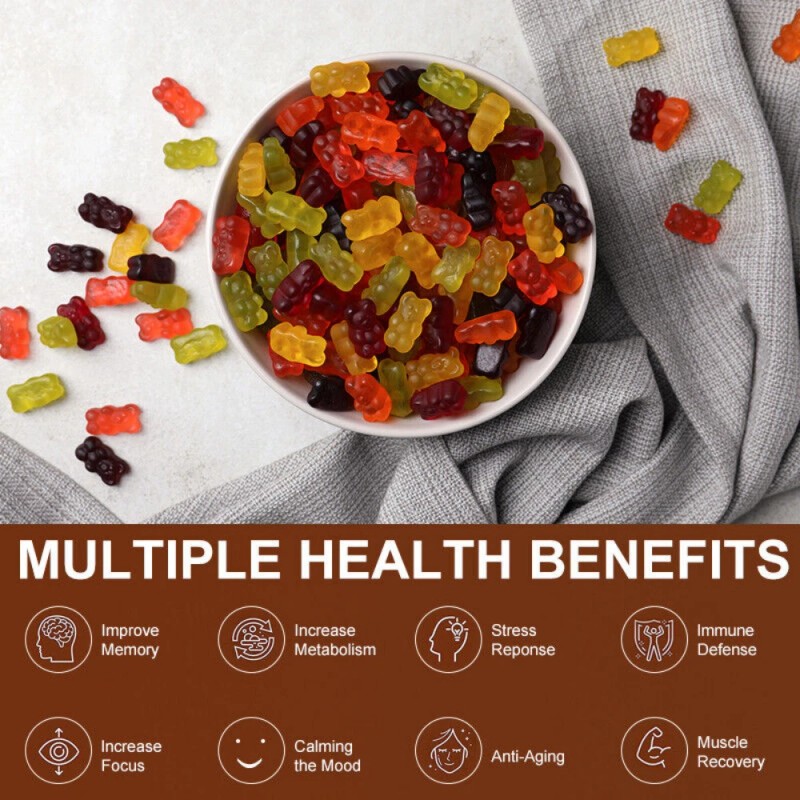 MENXI Mushroom Extract Complex Gummies Lions Mane Chaga Reishi Focus
