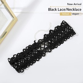 Evlry Lace Choker Necklace Black Elastic Stretchy Necklaces Chain Hollow Flower Jewelry for Women and Girls
