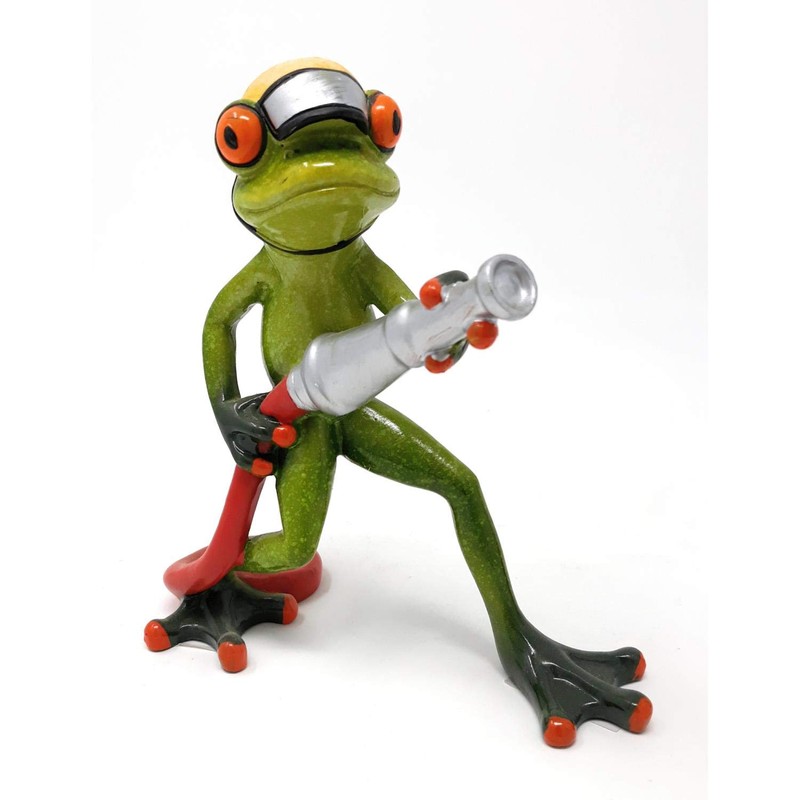 Sweet Fire Brigade Frog with Hose Decorative Figurine Decoration Decorative