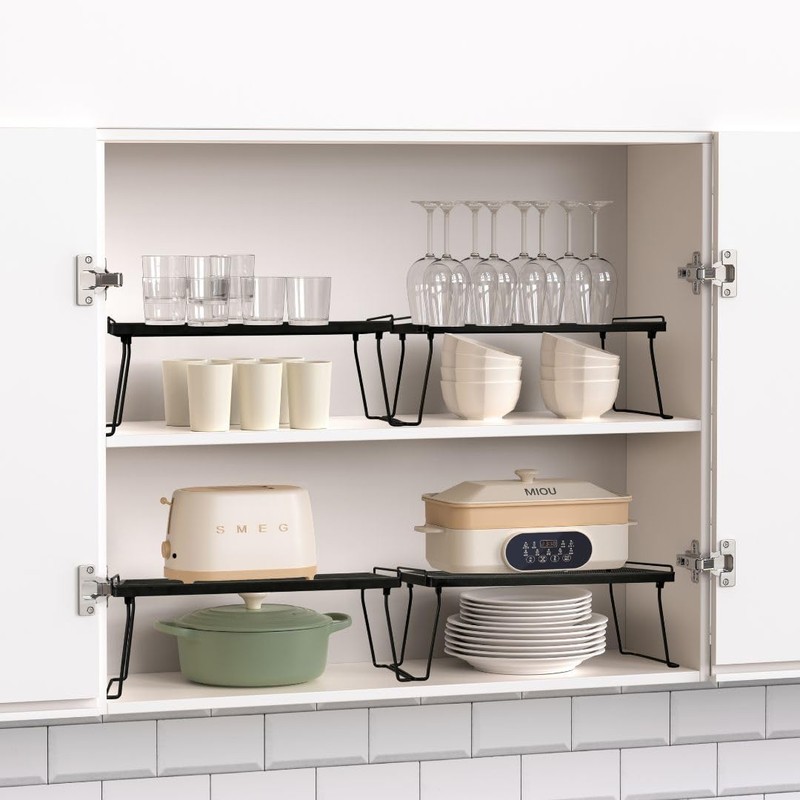 IBERG Cabinet Shelf - Set of 2 Mesh Shelf Organizers