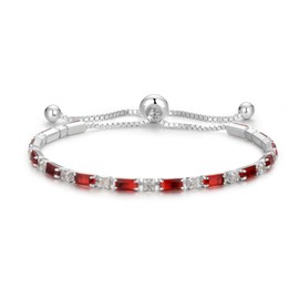 Cranmadia Sterling Silver July Birthstone Ruby Tennis Bracelets for Women Tennis Bolo Bracelet Fashion Jewelry Anniversary Birthday Gifts for Women Mom Wife Her