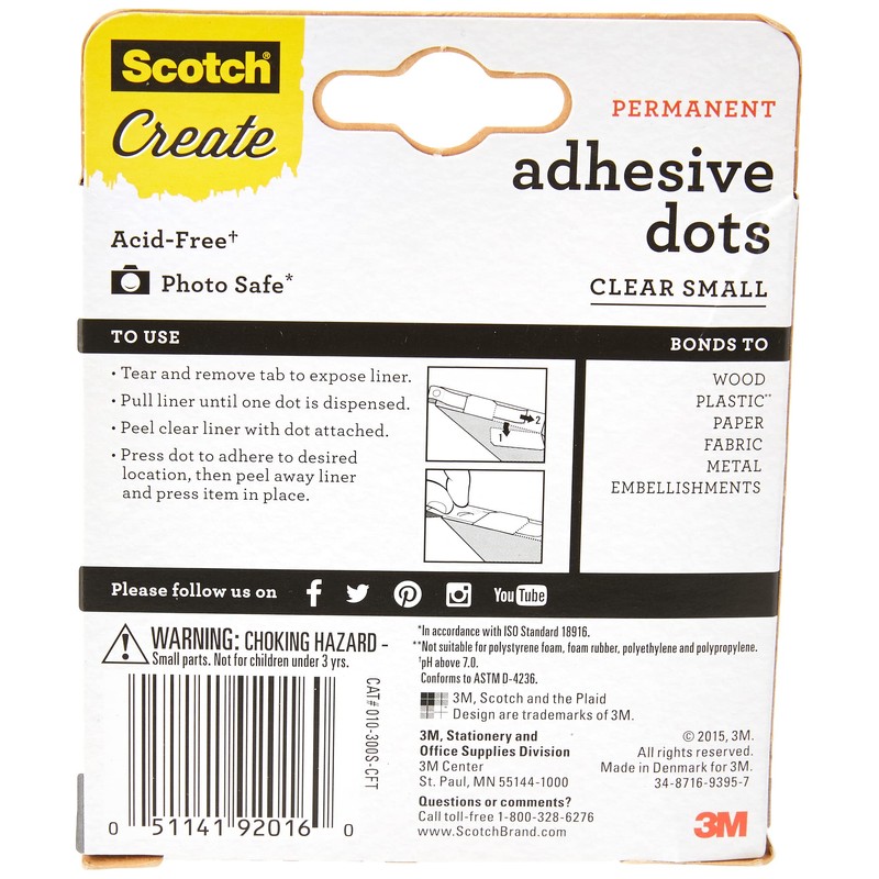 Scotch Adhesive Dots, Small, 300/Pack – Mess-Free, Permanent, Photo-Safe, and