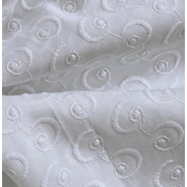 Premium 100% Cotton Chikan Embroidered Hakoba Fabric by Yard – Eyelet Style Self Design Material for Sewing, Tailoring, DIY Projects, Home Décor – 42 Inch Width, 2/3/5 Yards (White-252-2Y)